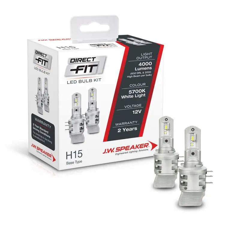 JW Speaker 999015 H15 Direct Fit 12V LED globe kit with two 5700K bulbs