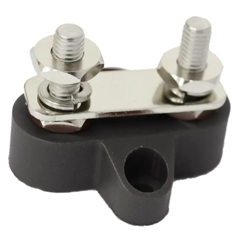 M6X31.5mm Twin Power Post 48V/100A S/S Stud & Washer Tin Plated Brass Link Black