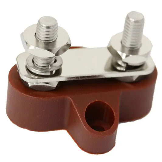 M6X31.5mm Twin Power Post 48V/100A S/S Stud & Washer Tin Plated Brass Link Red