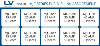 MJC Series Fusible Link Kit 50 Assortment 50 PCS 15A, 20A, 25A, 30A, 40A X 10PC