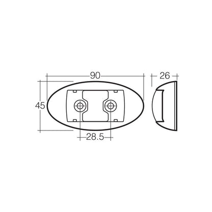 Narva 91404WBL LED Side Marker Lamp with Oval White Base 10–33V