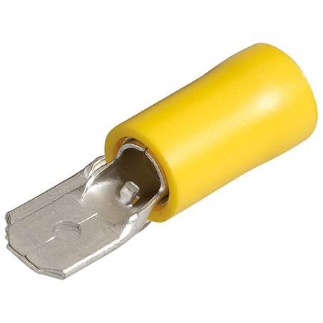 Crimp Terminal Male Blade Yellow Insulated 6.3mm - 11 Pce