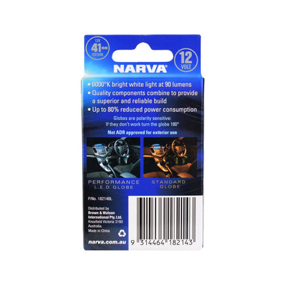 Narva LED Festoon Globe 41mm 12V White Twin Pack (18214BL)