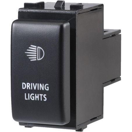 Nissan Style Sealed Push Switch Off/On SPDT 12V Blue LED Illuminated Driving Lights Symbol (Contacts Rated 3A @ 12V)