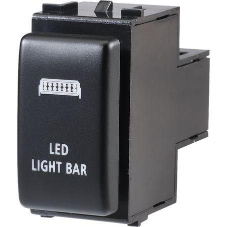 Nissan Style Sealed Push Switch Off/On SPDT 12V Blue LED Illuminated LED Light Bar Symbol (Contacts Rated 3A @ 12V)