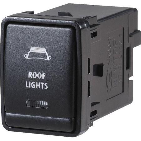 Nissan Style Sealed Push Switch Off/On SPDT 12V Blue LED Illuminated Roof Lights Symbol (Contacts Rated 3A @ 12V)