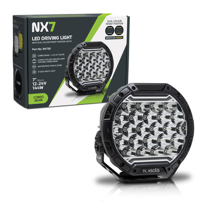 Noxsolis NX730 7 Inch LED Driving Light with Dual Colour Position Light