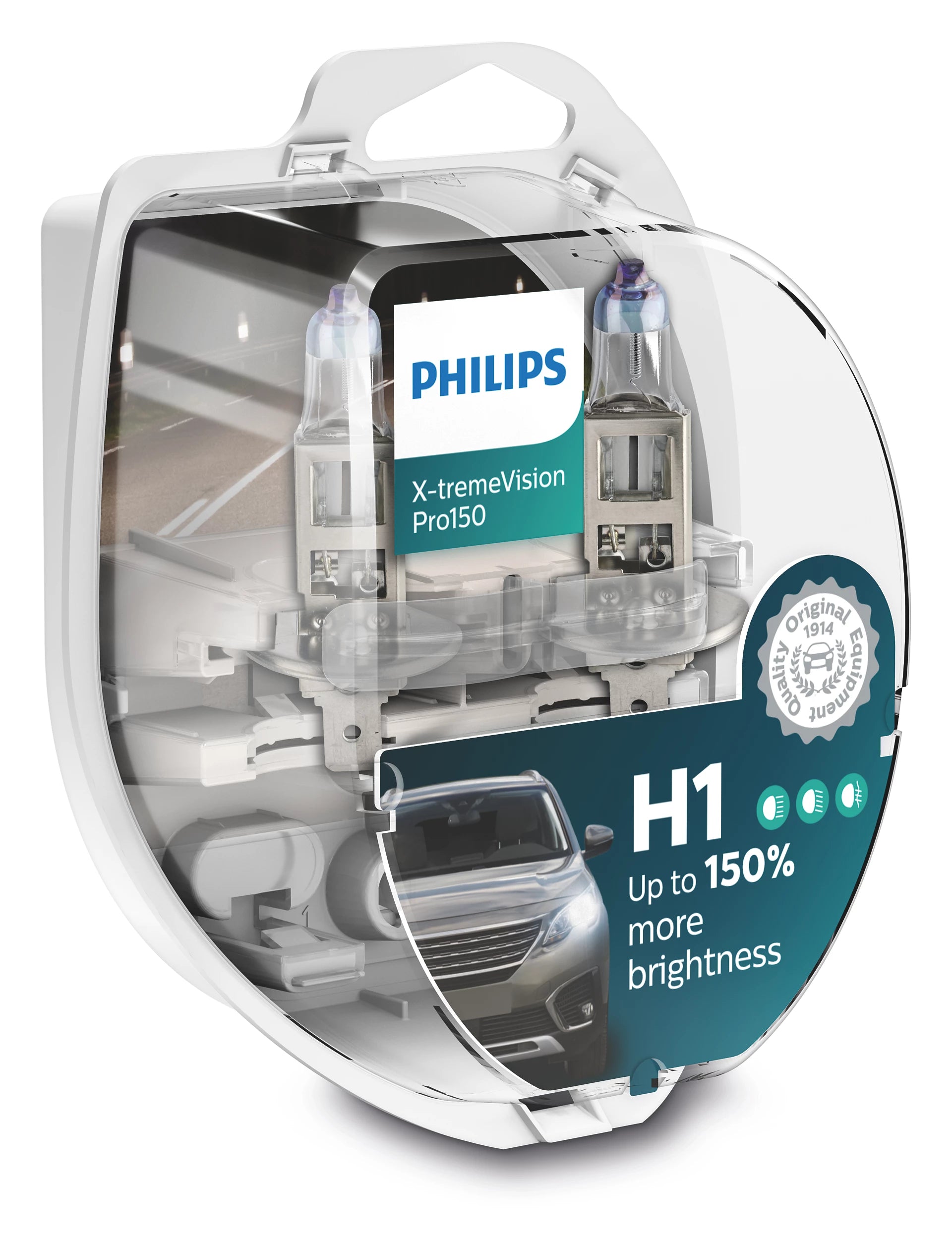 Philips X-tremeVision Pro150 H1 12V 55W Headlight Globes Twin Pack 12258XVPROS2