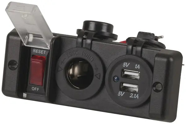 Powertech USB & 12V Cigarette Lighter Power Socket (Switched) – PS2036