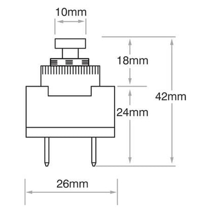 Push Button Switch Momentary On SPST (contacts Rated 16A @ 12V)