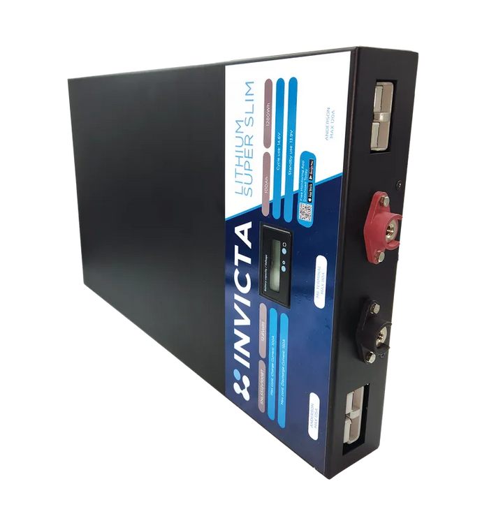 Super Slim 12V 100Ah LiFePO4 Battery with Bluetooth - Ultra-Low Profile Deep Cycle