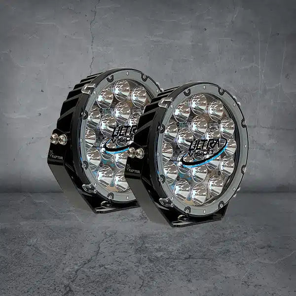 Ultra Vision Raptor 120W LED Driving Light 5700K White Black Rim