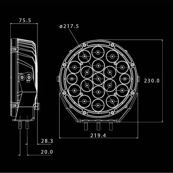 Ultra Vision Raptor 120W LED Driving Light 5700K White Black Rim