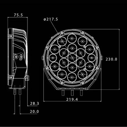Ultra Vision Raptor 120W LED Driving Light 5700K White Black Rim